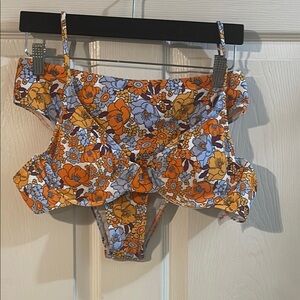 ROMWE Floral Bikini - Orange and White
